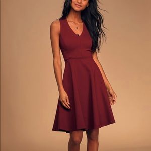 Hello World Wine Red Midi Dress